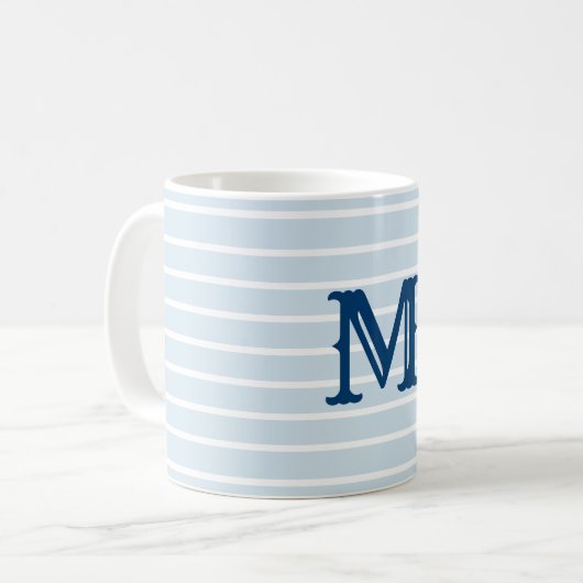 Preppy gestreifte Monogramm-Tasse Kaffeetasse (Vorderseite Links)