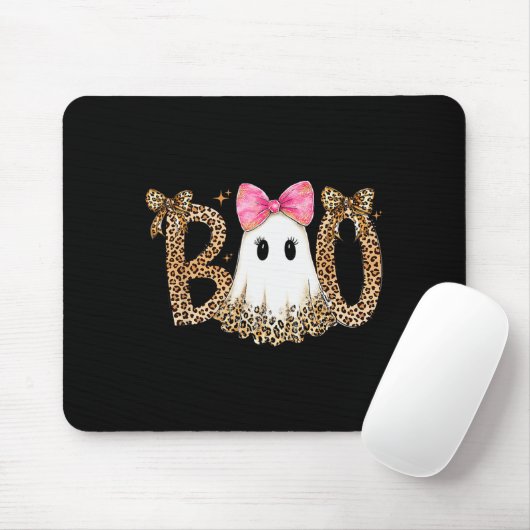 Preppy Ghost Boo,leopard Soky Coquette,halloween F Mousepad (Mit Mouse)