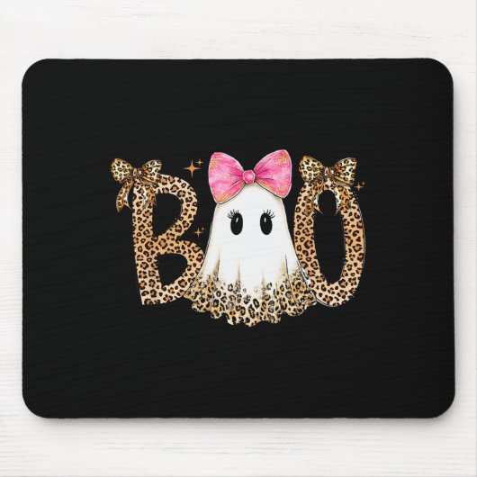 Preppy Ghost Boo,leopard Soky Coquette,halloween F Mousepad (Vorne)