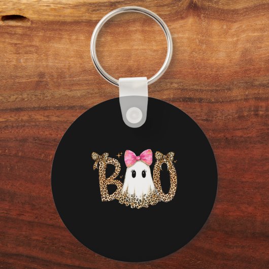 Preppy Ghost Boo,leopard Soky Coquette,halloween F Schlüsselanhänger (Vorderseite)