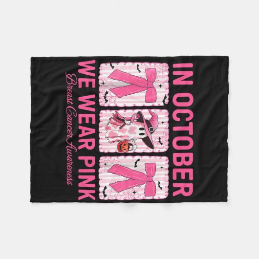 Preppy Ghost im Oktober tragen wir rosa Brustkrebs Fleecedecke (Vorderseite (Horizontal))