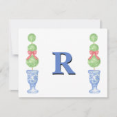 Preppy Ginger Jar Monogram Foto Weihnachtskarte Mitteilungskarte (Vorderseite)