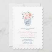 Preppy Ginger Jar Pink Florals Girl Baby Dusche Einladung (Vorderseite)