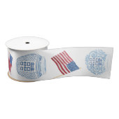 Preppy Ginger Jars & American Flags Red White Satinband (Spule)