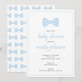 Preppy Gingham Bow Krawatte Baby Boy Dusche Einlad Einladung