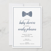 Preppy Gingham Bow Krawatte Baby Boy Shower Einlad Einladung (Vorderseite)