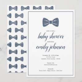 Preppy Gingham Bow Krawatte Baby Boy Shower Einlad Einladung