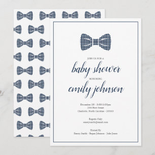 Preppy Gingham Bow Krawatte Baby Boy Shower Einlad Einladung