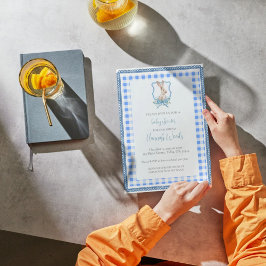 Preppy Gingham Bunny Baby Shower Einladung