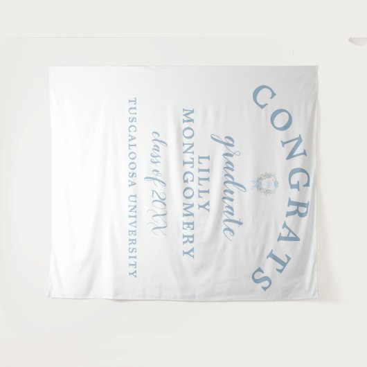 Preppy Gingham Monogram Abschluss Foto Background Wandteppich (Vorderseite (Horizontal))