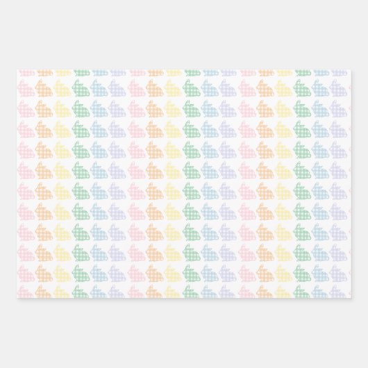 Preppy Gingham Oaster Bunnies Pastel Geschenkpapier Set (Vorderseite 3)