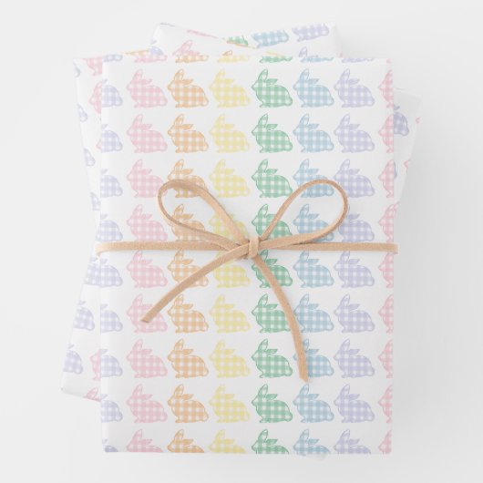 Preppy Gingham Oaster Bunnies Pastel Geschenkpapier Set (Beispiel)