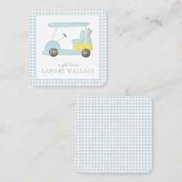Preppy Gingham Watercolor Blue Monogram Golf Cart Mitteilungskarte