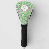 Preppy Giraffen Lily Pink Green Monogram Golf Headcover (Vorderseite)
