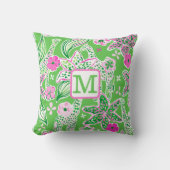 Preppy Giraffen Lily Pink Green Monogram Kissen (Vorderseite)