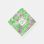 Preppy Giraffen Lily Pink Green Monogram Serviette (Ecke)