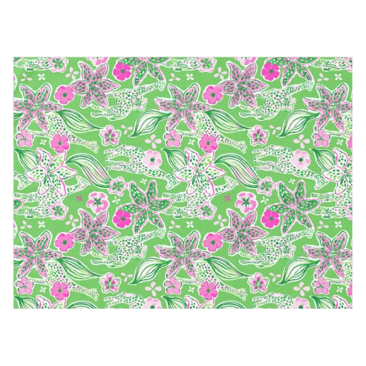 Preppy Giraffen Lily Pink Green Tischdecke (Vorderseite (Horizontal))
