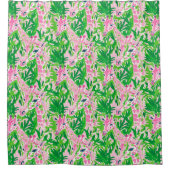 Preppy Giraffen Pink Green Tropical Duschvorhang (Vorderseite)