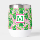 Preppy Giraffen Pink Green Tropical Monogram (Vorderseite)