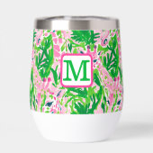 Preppy Giraffen Pink Green Tropical Monogram (Rückseite)