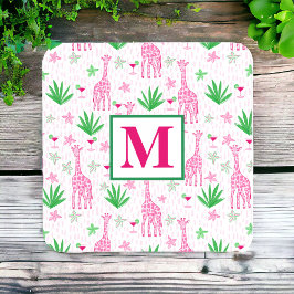 Preppy Giraffes Cosmopolitans Monogram Getränkeuntersetzer