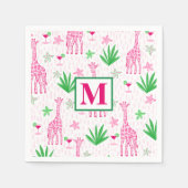 Preppy Giraffes Cosmopolitans Monogram Serviette (Vorderseite)