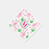 Preppy Giraffes Cosmopolitans Monogram Serviette (Ecke)