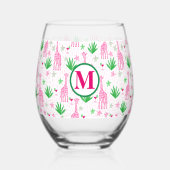 Preppy Giraffes Cosmopolitans Monogram Weinglas Ohne Stiel (Vorderseite)