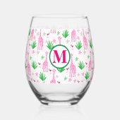 Preppy Giraffes Cosmopolitans Monogram Weinglas Ohne Stiel (Rückseite)