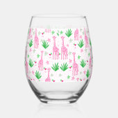 Preppy Giraffes Cosmopolitans Monogram Weinglas Ohne Stiel (Links)