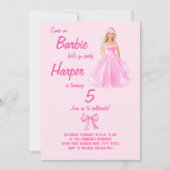 Preppy Girl Doll Birthday Coquette Einladung (Vorderseite)