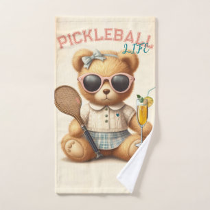 Preppy Girl Teddy Bear Champagne Pickleball Handtu Handtuch