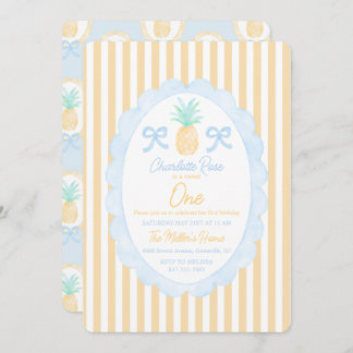 Preppy Girls Summer Ananas erster Geburtstag Einladung