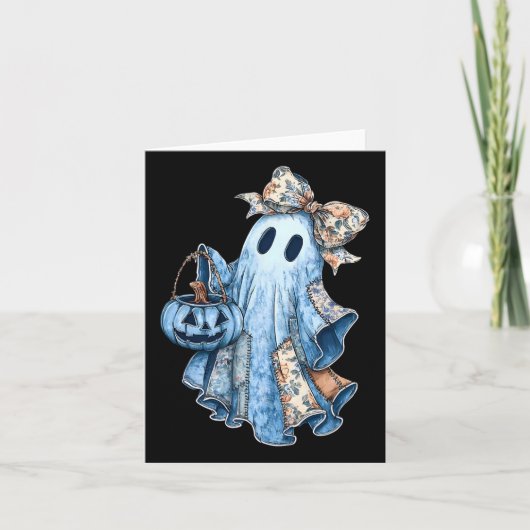 Preppy Girly Coquette Bow Patchwork Ghost Fall Hal Karte (Vorderseite)