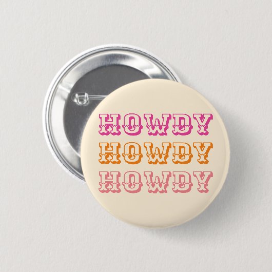 Preppy Girly Howdy Hot Pink Orange Button (Vorne & Hinten)