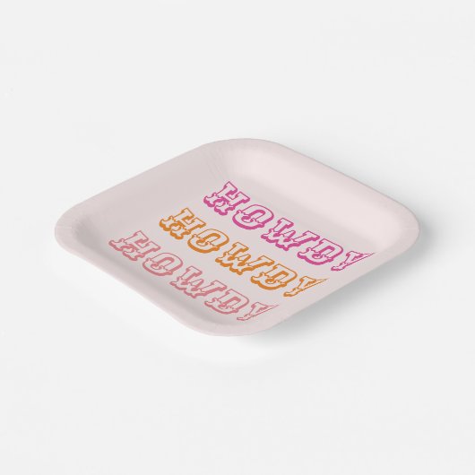 Preppy Girly Howdy Hot Pink Orange Pappteller (Gewinkelt)