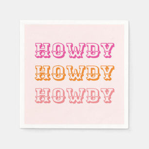 Preppy Girly Howdy Hot Pink Orange Serviette
