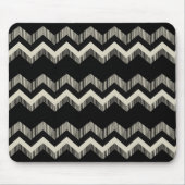 Preppy Girly Pattern Schwarz und Grau Zickzack Mousepad (Vorne)