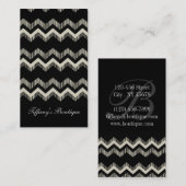 Preppy Girly Pattern Schwarz und Grau Zickzack Visitenkarte (Vorne/Hinten)