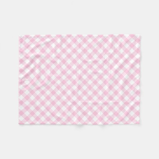 Preppy Girly rosa Gingham-kariertes Muster Fleecedecke (Vorderseite (Horizontal))