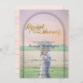 Preppy-Gold-Handgeschriebenes Herz-Foto-Brautparty Einladung (Vorne/Hinten)