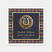 Preppy Gold Horseshoe Monogram Blue Baby Shower Serviette (Vorderseite)