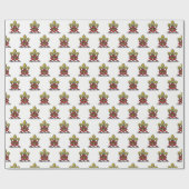 Preppy Gold Red Heraldic Wappen Lilie Emblem Geschenkpapier (Flach)