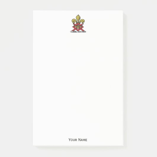 Preppy Gold Red Heraldic Wappen Lilie Emblem Post-it Klebezettel (Vorderseite)