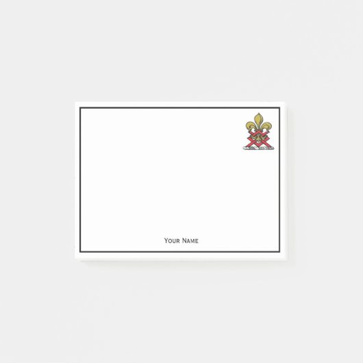 Preppy Gold Red Heraldic Wappen Lilie Emblem Post-it Klebezettel (Vorderseite)