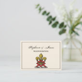 Preppy Gold Red Heraldic Wappen Lilie Emblem Visitenkarte (Stehend Vorderseite)