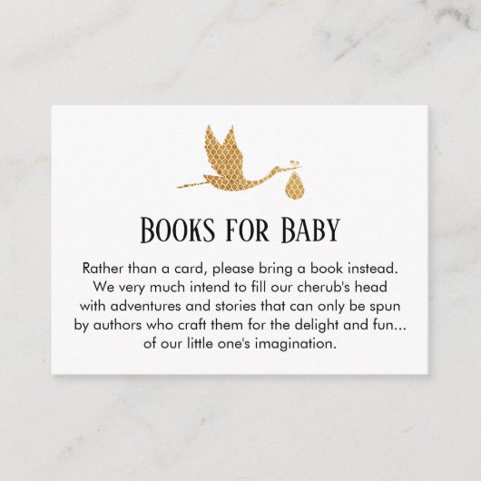 Preppy Gold Storch Book Request Insert Cards (Vorderseite)