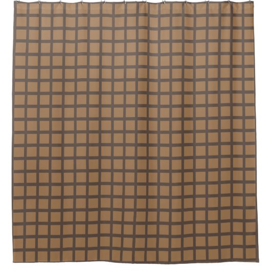 Preppy Gold und Bronze Geometric Grid Pattern Duschvorhang (Vorderseite)
