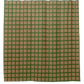 Preppy Gold und Green Geometric Grid Pattern Duschvorhang (Vorderseite)