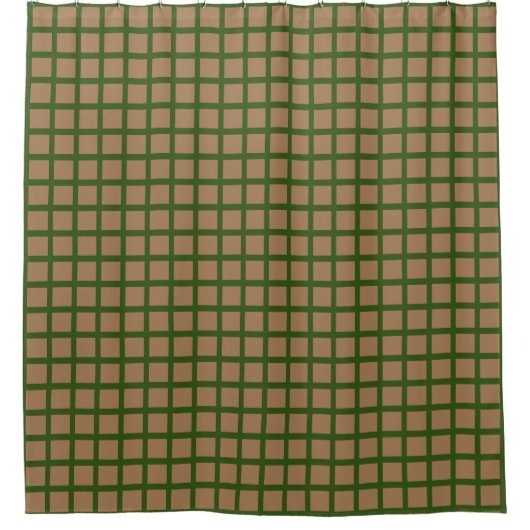 Preppy Gold und Green Geometric Grid Pattern Duschvorhang (Vorderseite)